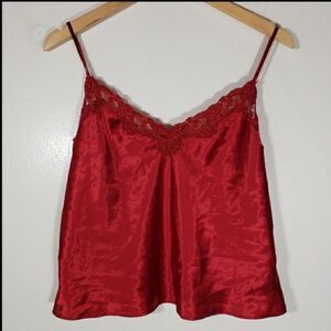 Victoria's Secret Sexy Red Satin Lace Lined Cami Size L